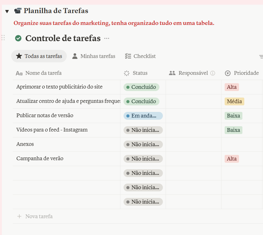 controle de tarefas